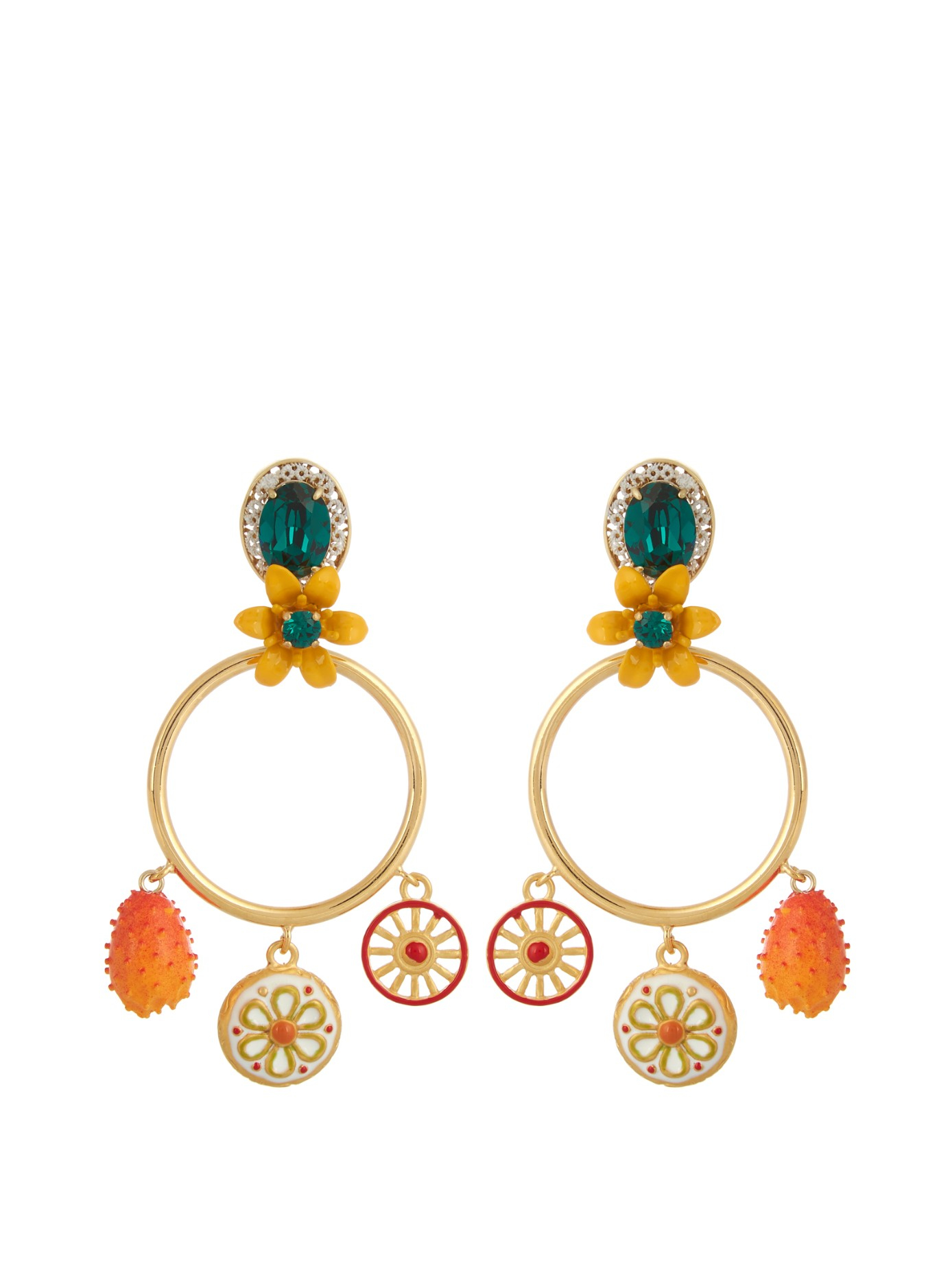 Lyst Dolce & Gabbana Embellished Charms Hoop Earrings in Metallic