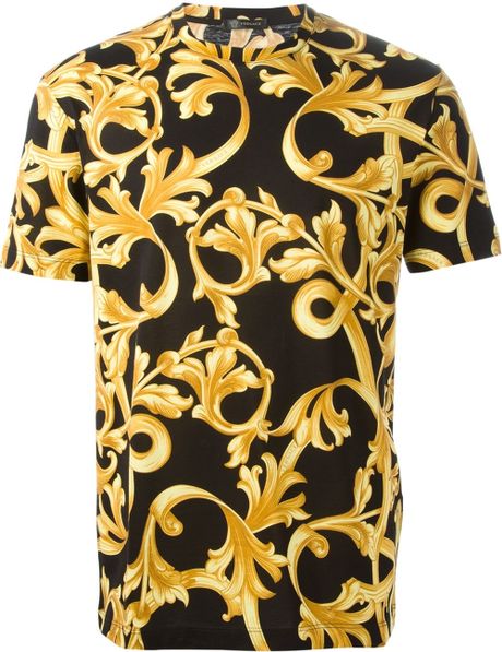 Versace Baroque T-Shirt in Gold for Men (black) | Lyst