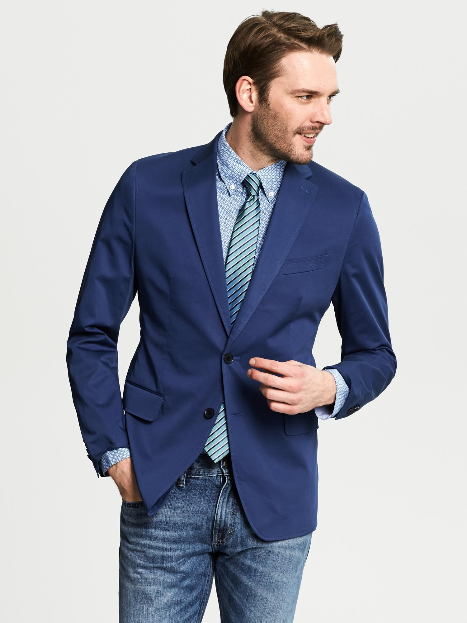 Lyst - Banana Republic Tailored-fit Cotton Sateen Blazer in Blue for Men