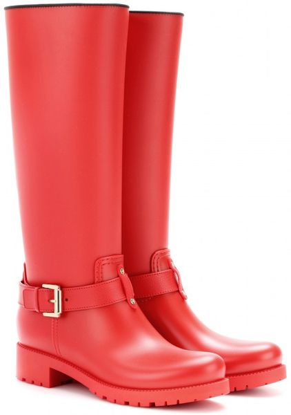Mulberry Biker Rubber Wellington Boots in Red | Lyst
