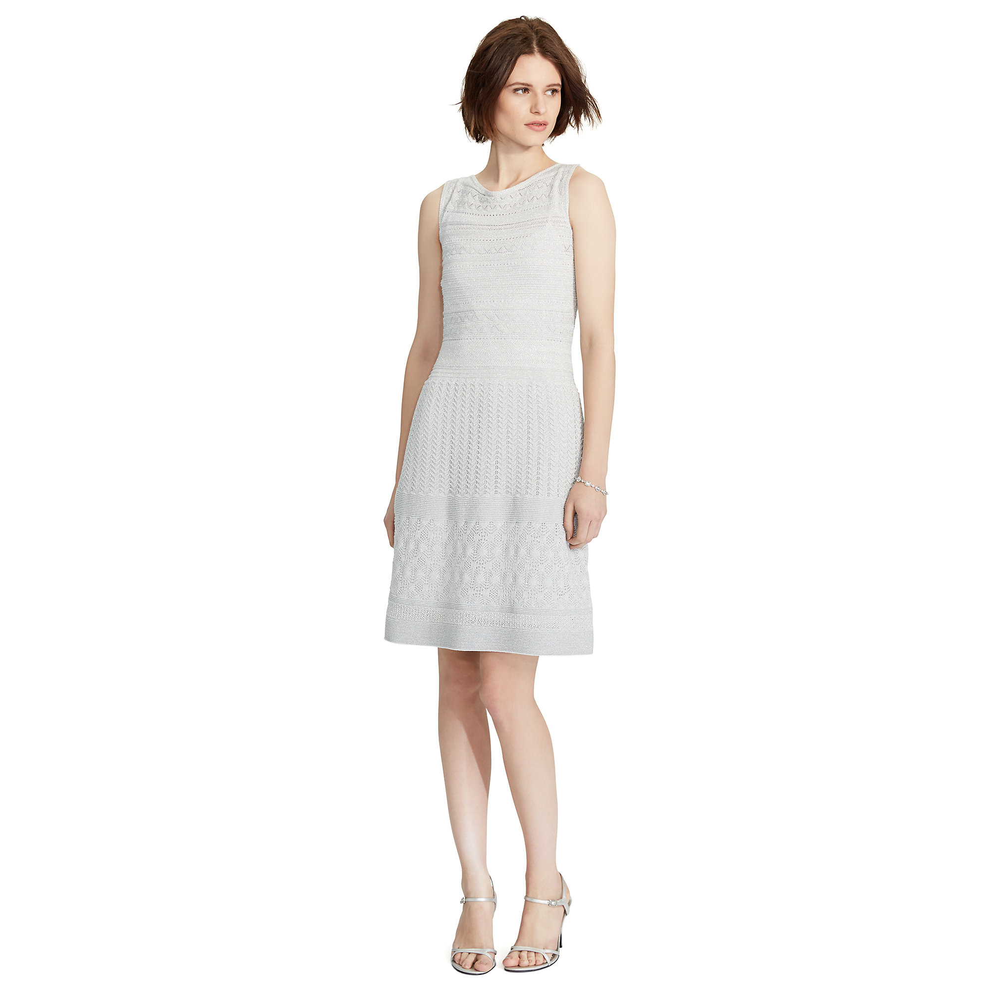 Lyst - Ralph Lauren Pointelle-knit Metallic Dress in White
