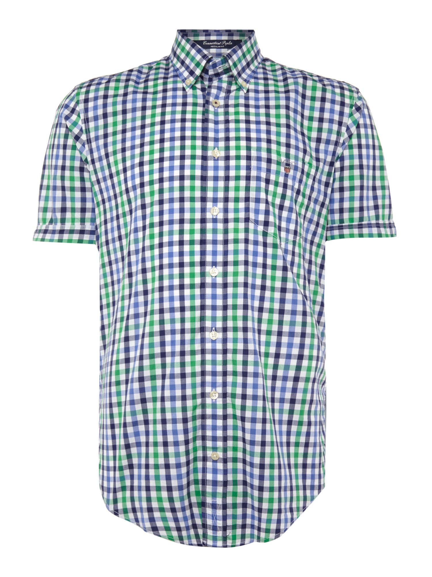 Gant Short Sleeve Gingham Shirt in Multicolor for Men (Green) | Lyst