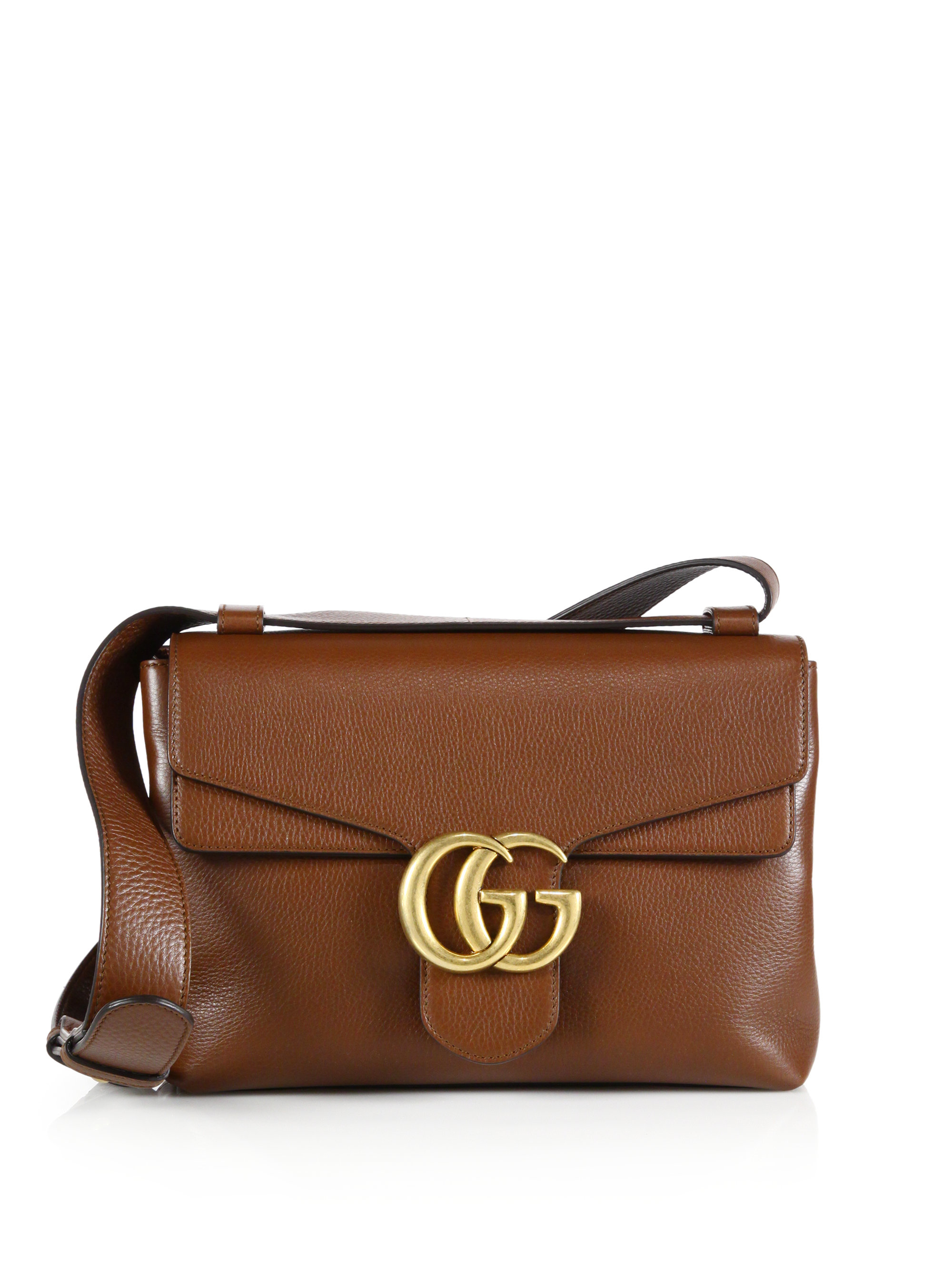 Lyst Gucci Gg Marmont Leather Shoulder Bag In Brown Gallery