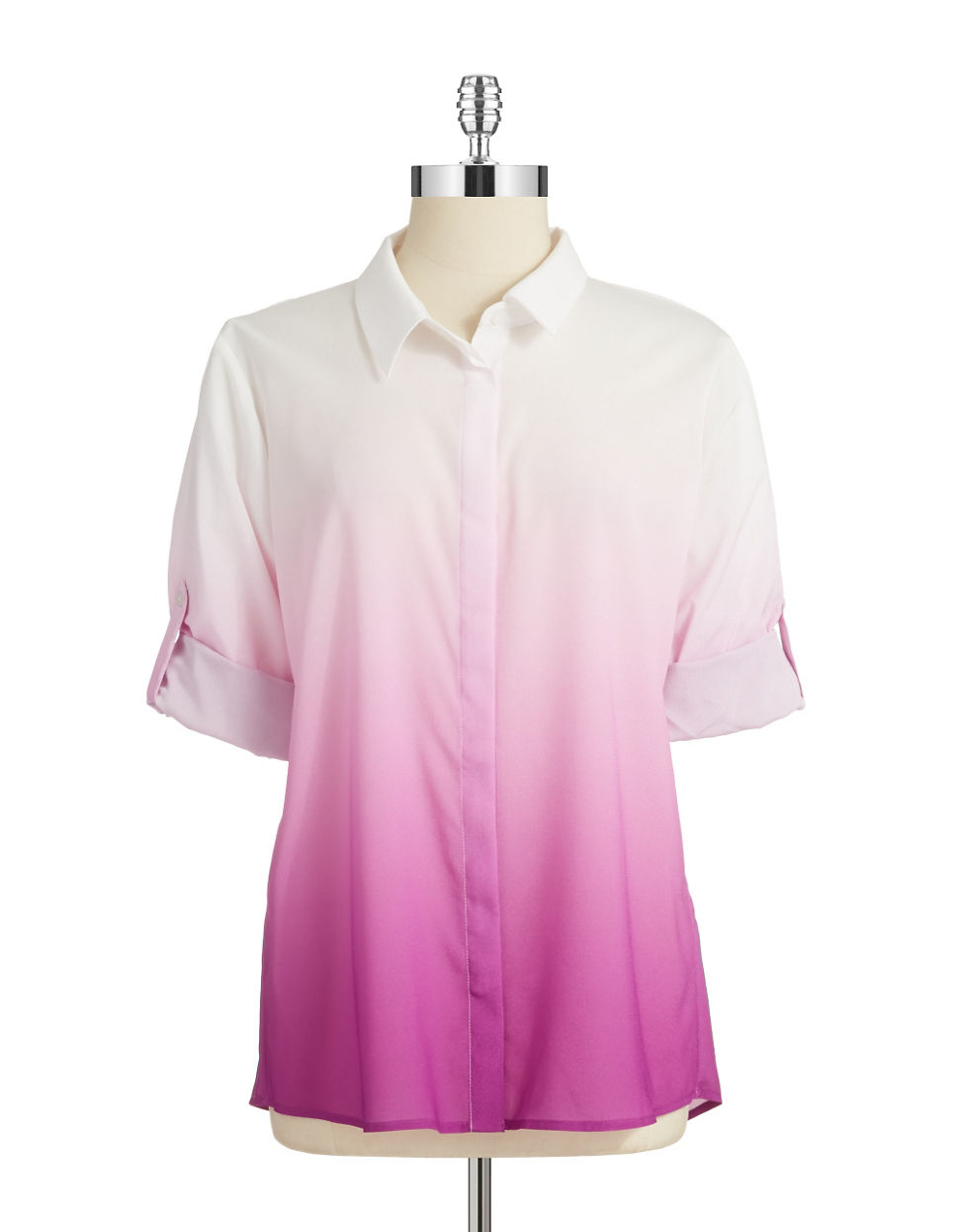 Calvin Klein Ombre Button-Down Blouse In Purple | Lyst