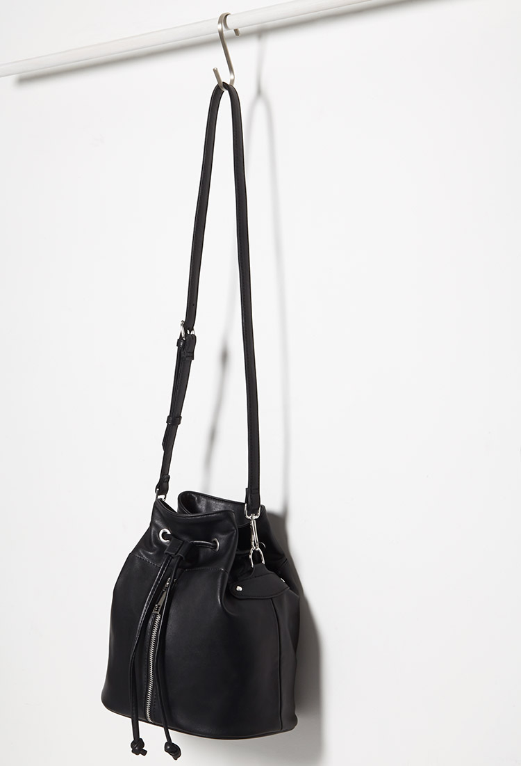 Forever 21 Faux Leather Bucket Bag in Black - Lyst
