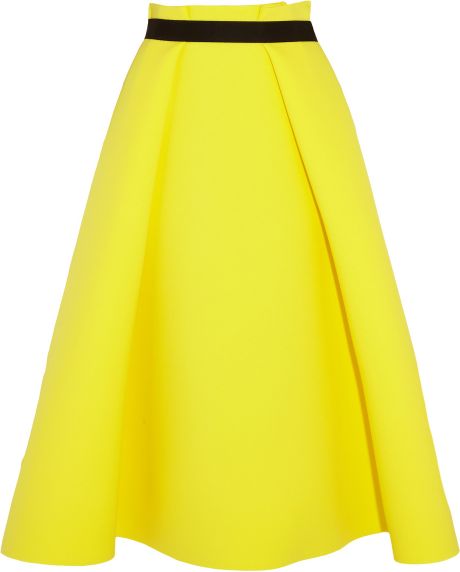 Roksanda Stretchneoprene and Woolcrepe Midi Skirt in Yellow | Lyst