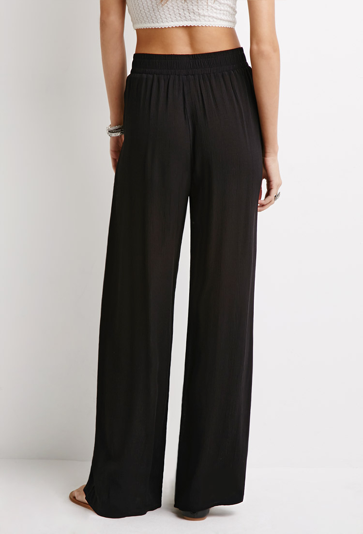 Forever 21 Crinkled Palazzo Pants in Black | Lyst