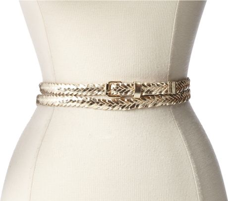 Bcbgmaxazria Double Wrap Braid Waist Belt in Gold (Light Gold) | Lyst