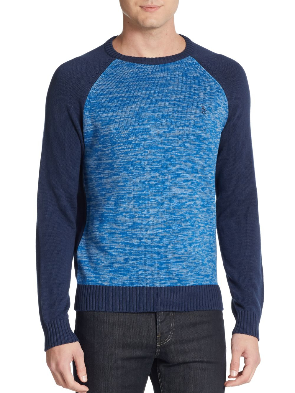 Lyst - Original penguin Colorblock Raglan Sleeve Sweater in Blue for Men