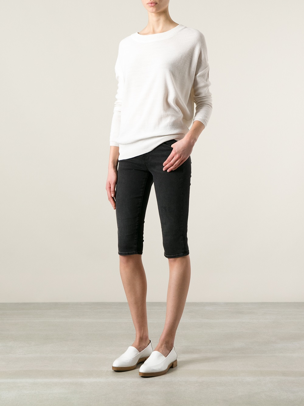 J brand Knee Length Denim Bike Shorts in Black | Lyst