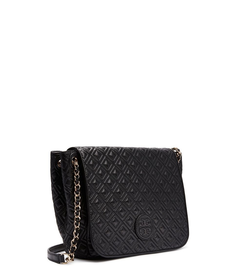 Lyst - Tory Burch Marion Quilted Small Flap Shoulder Bag in Black