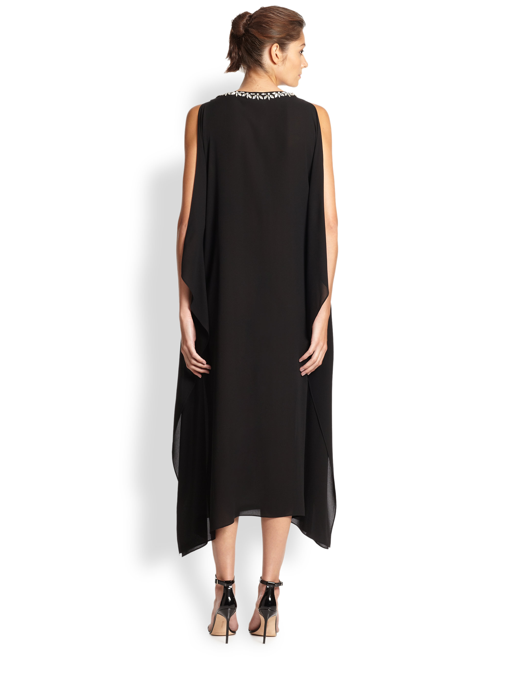 Lyst Michael Kors Jeweled Silk Caftan Dress in Black