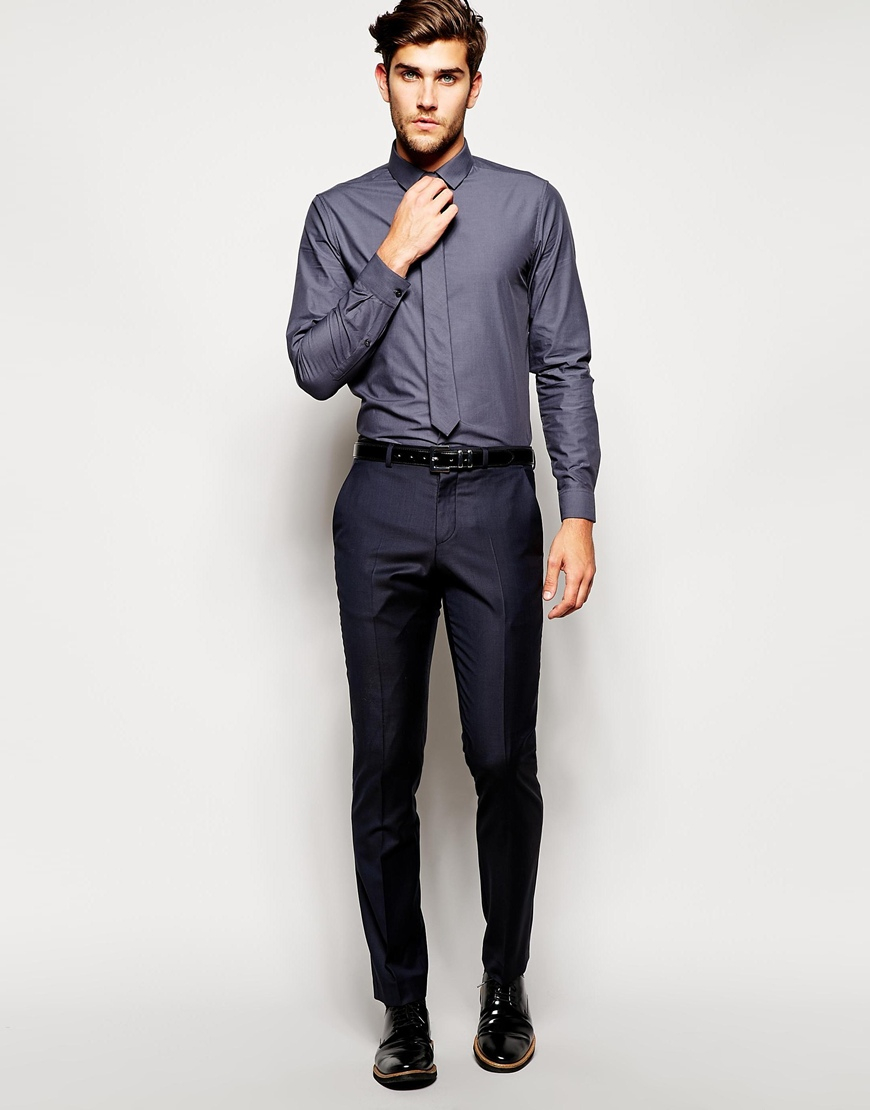 Lyst - Asos Smart Shirt And Tie Set In Tonic in Gray for Men