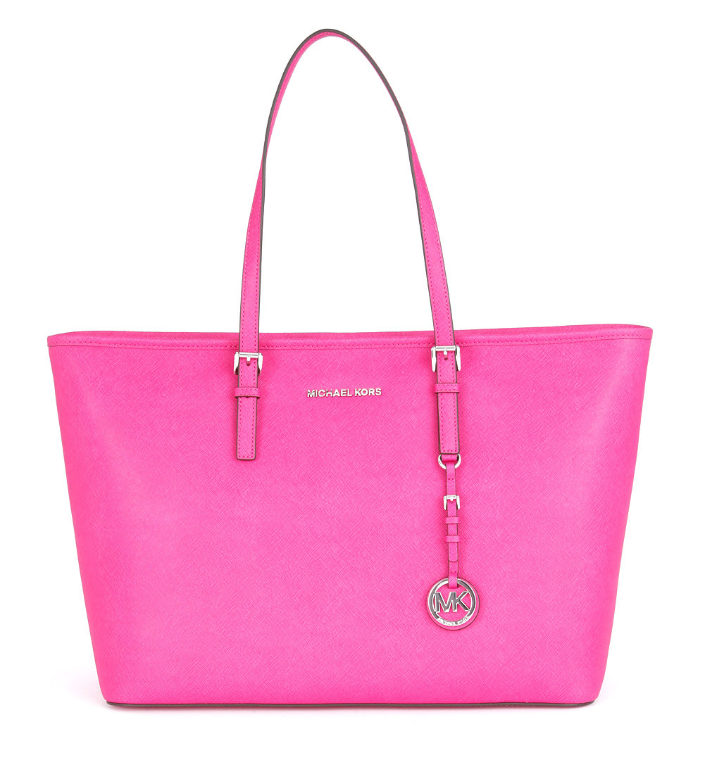 raspberry leather handbag