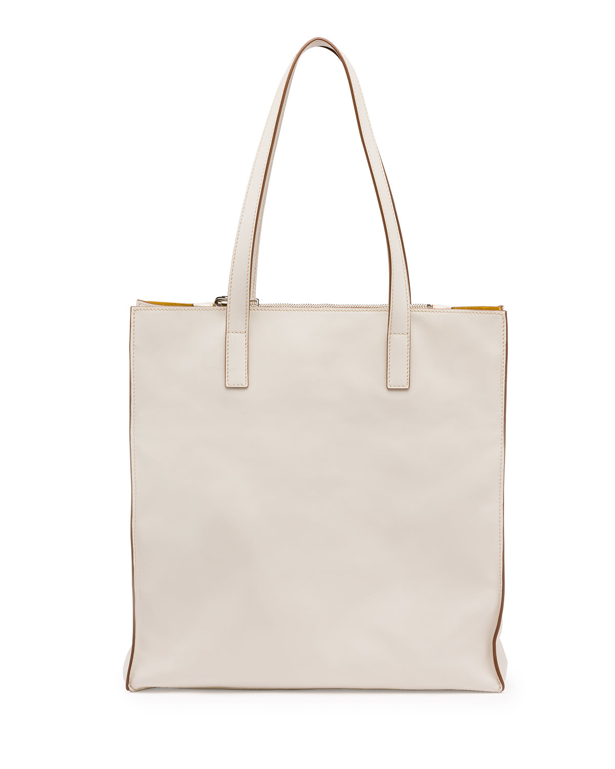 prada inspired purses - Prada Soft Calfskin North-south Tote Bag in White (WHITE/YELLOW ...