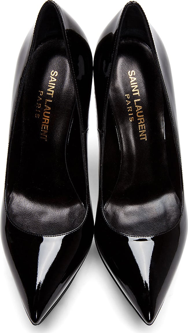 Lyst - Saint Laurent Black Patent Leather Pointed Janis Pumps In Black