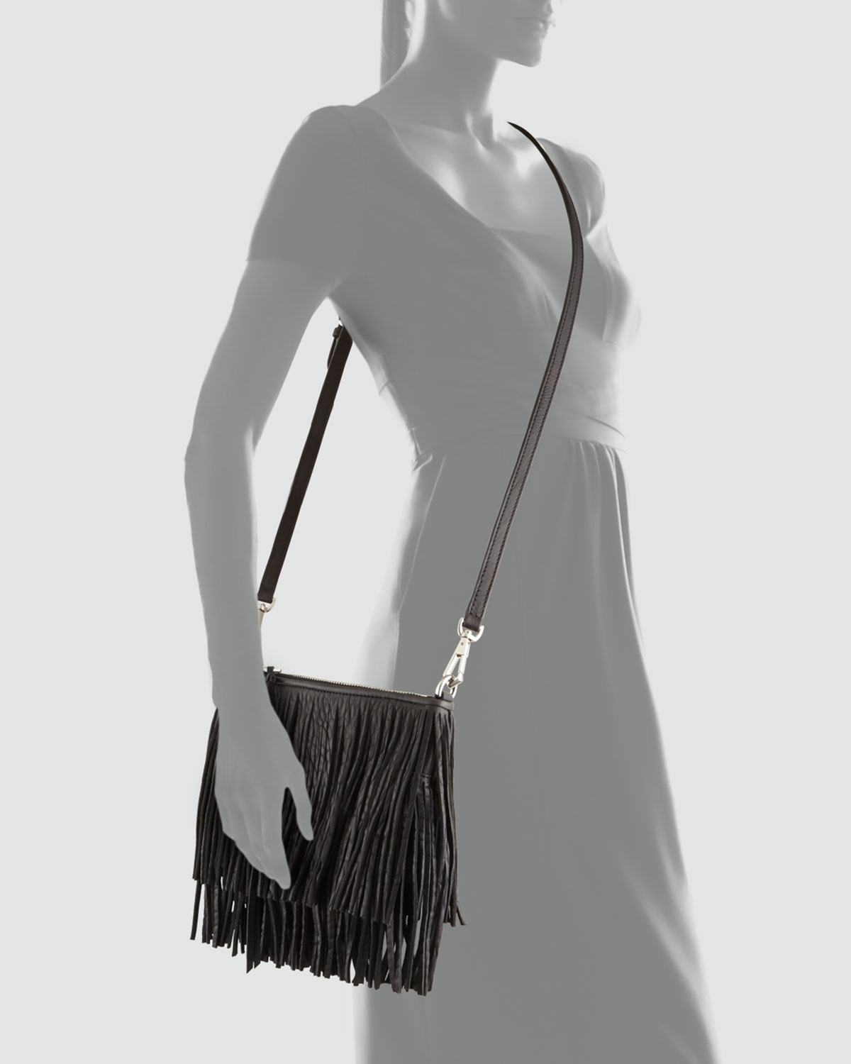 Lyst Rebecca Minkoff Finn Fringe Crossbody Bag Black In Gallery