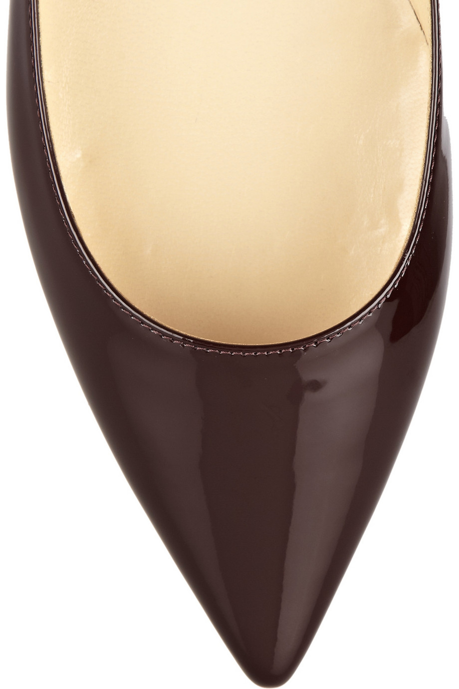 red leather pointed flats