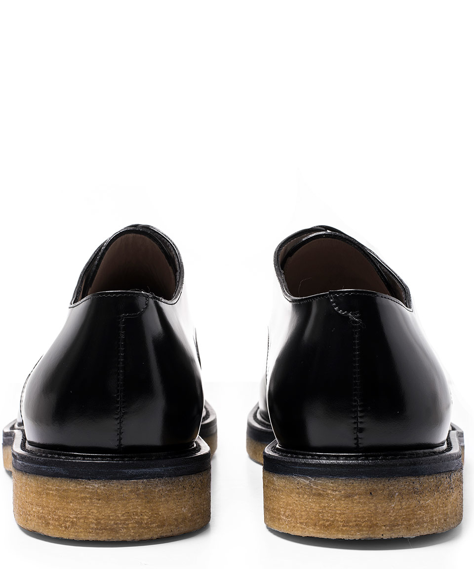 Lyst - Dries Van Noten Black Crepe Sole Leather Derby Shoes in Black ...