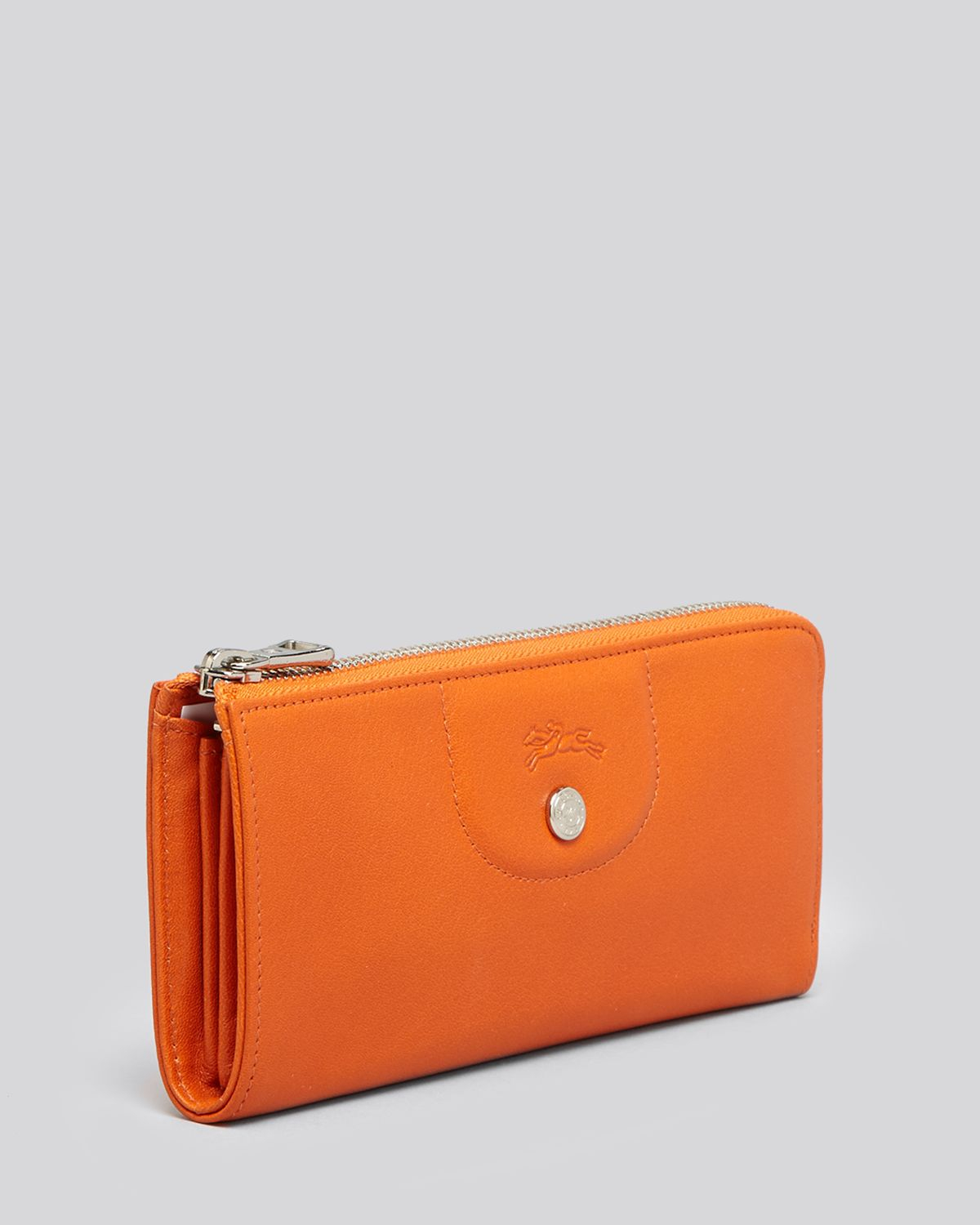 Lyst Longchamp Wallet Le Pliage Cuir Zip Around Continental in Orange