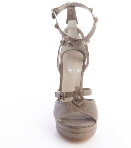 ... Grey Distressed Leather Arena Wedge Sandal Sandal in Gray (grey