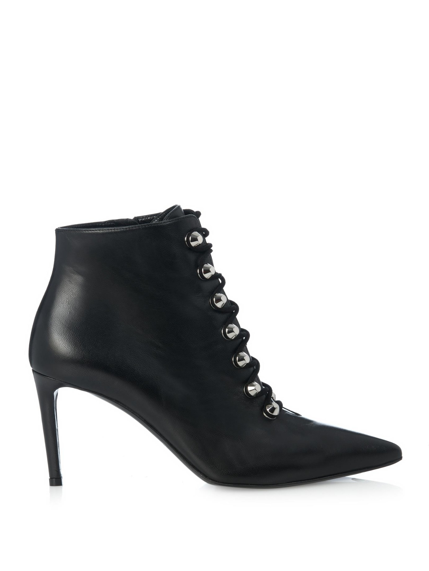 Lyst - Balenciaga Point-Toe Leather Ankle Boots in Black