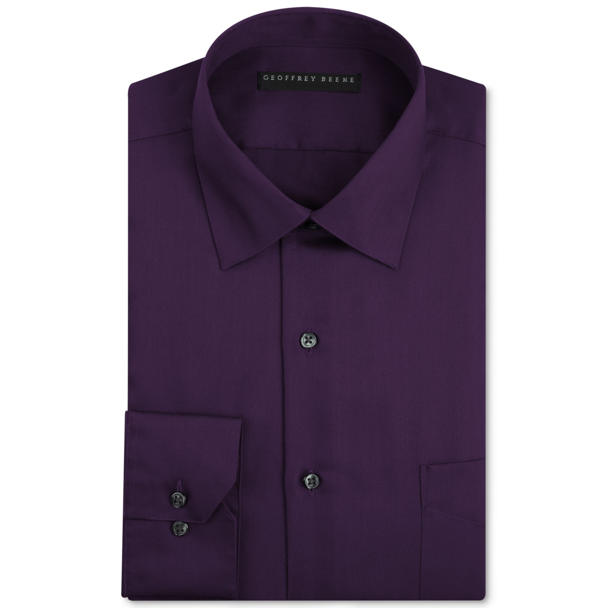 Geoffrey Beene Fitted Sateen Solid Dress Shirt in Purple for Men ...