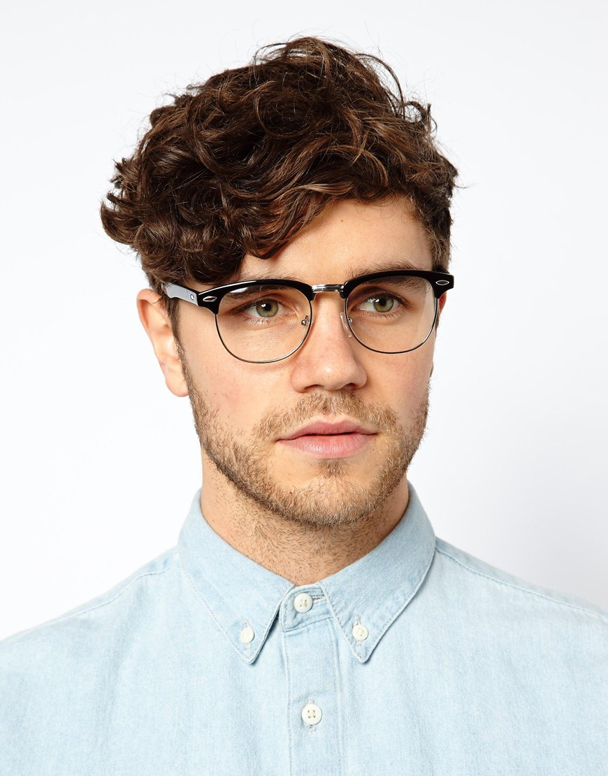 Asos Clubmaster Glasses With Clear Lens In Black For Men Lyst