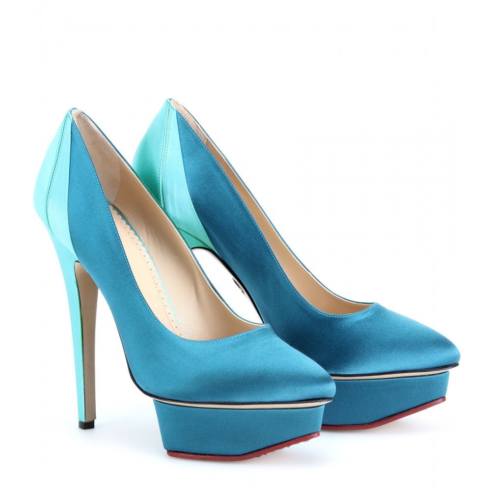 light blue platform pumps