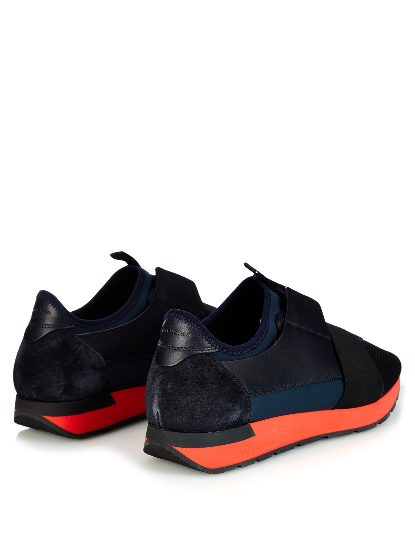 Lyst Balenciaga Paneled Leather and Suede Sneakers in