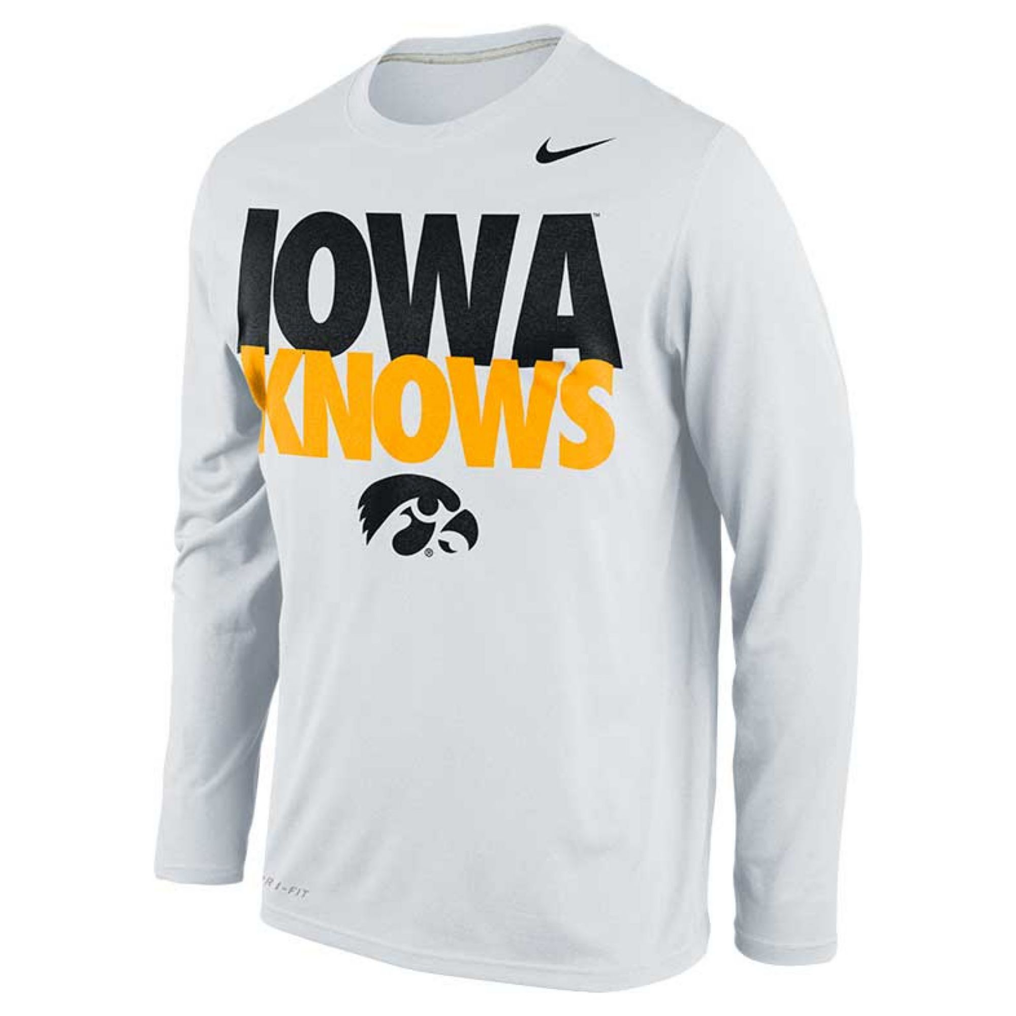 Nike Mens Longsleeve Iowa Hawkeyes Drifit Tshirt in White for Men | Lyst