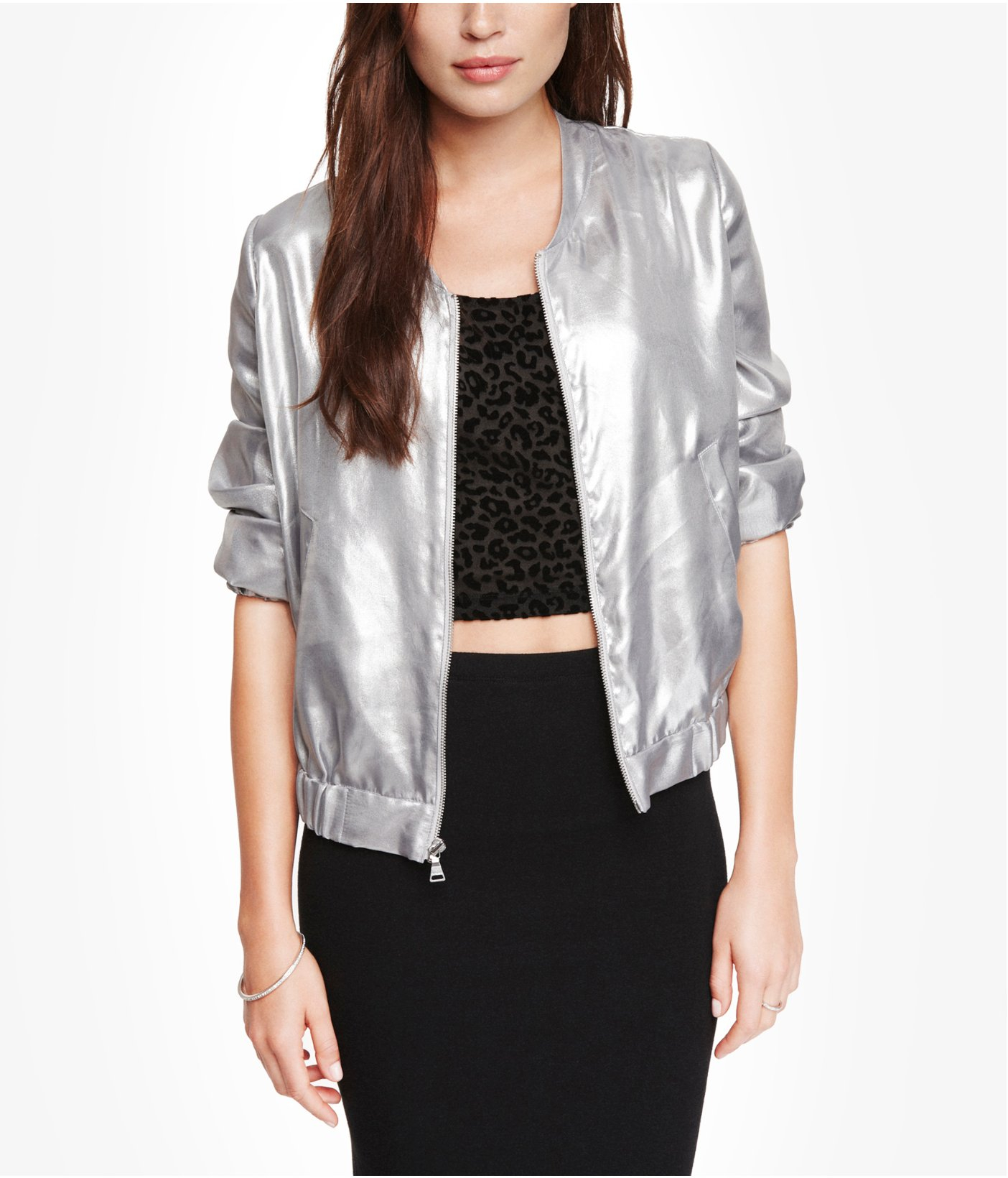 Lyst Express Silver Soft Er Jacket In Metallic Gallery
