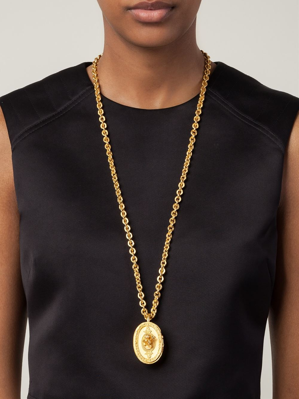 Lyst Karl Lagerfeld Pill Box Necklace in Metallic