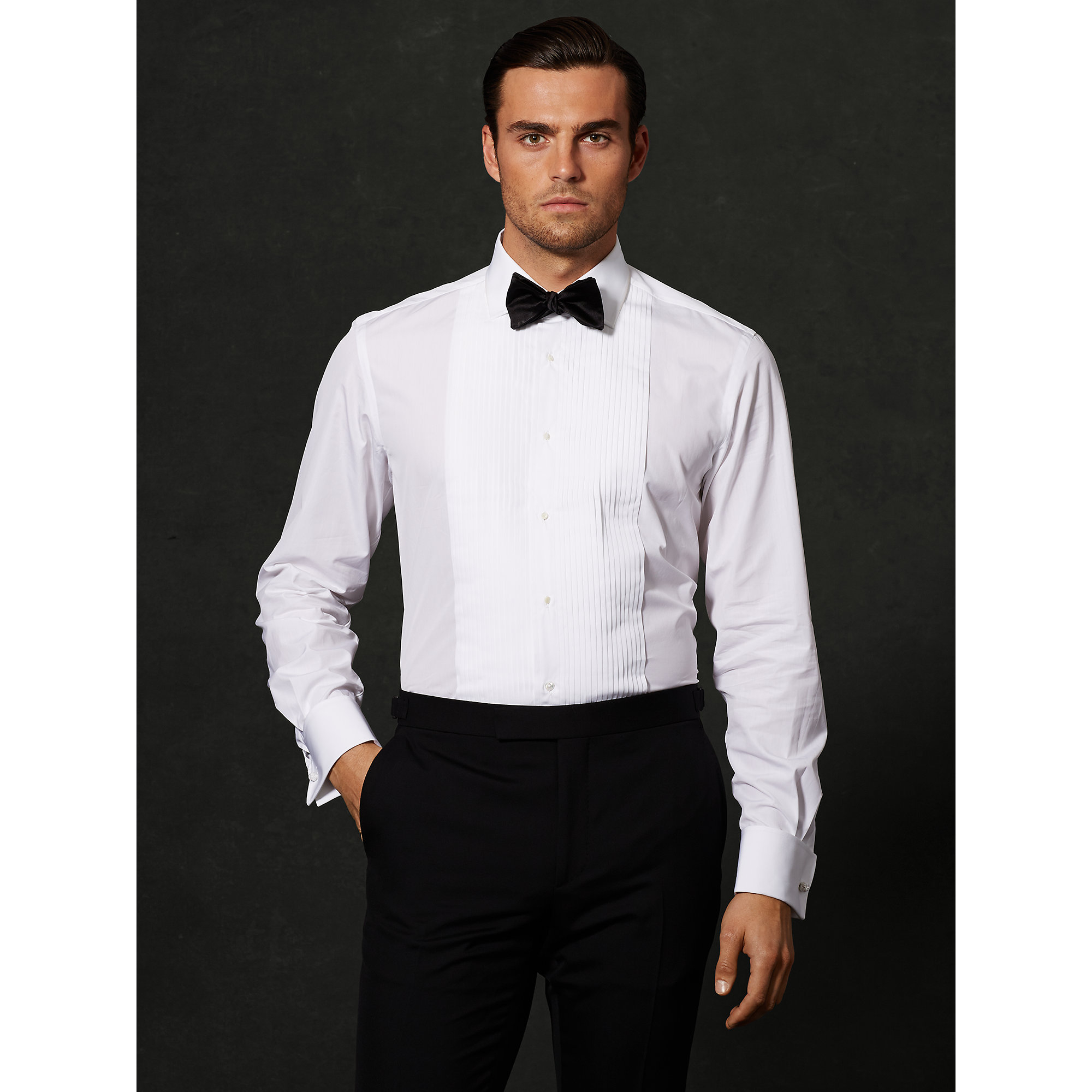 Lyst - Ralph Lauren Purple Label Pleated Aston Tuxedo Shirt in White ...