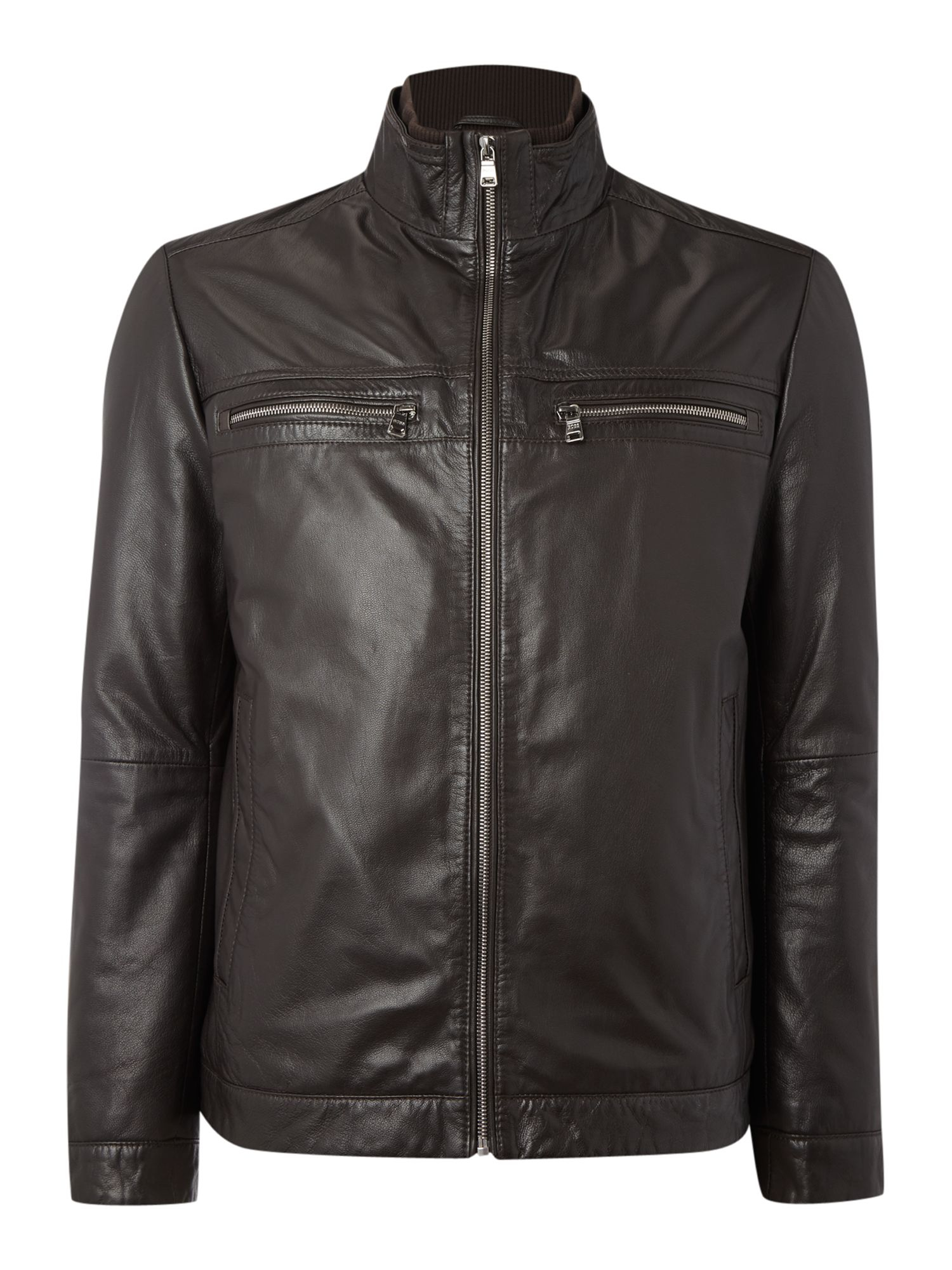 Zip up leather jacket