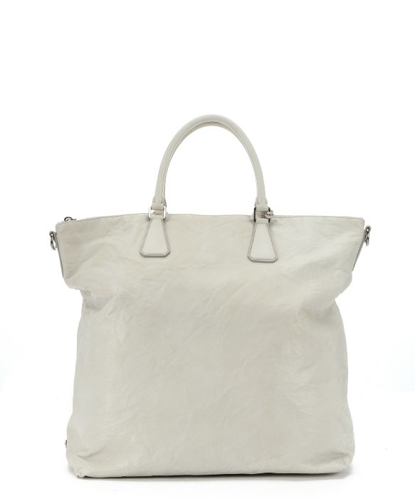 Prada Pre-owned: Ivory Crinkled Leather Oversized Convertible Tote ...  