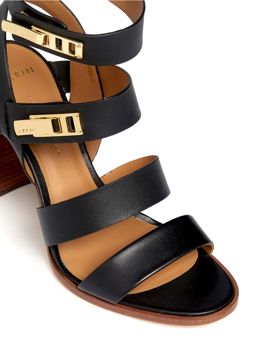 Lyst Aerin Stacked Wooden  Heel Sandals  in Black