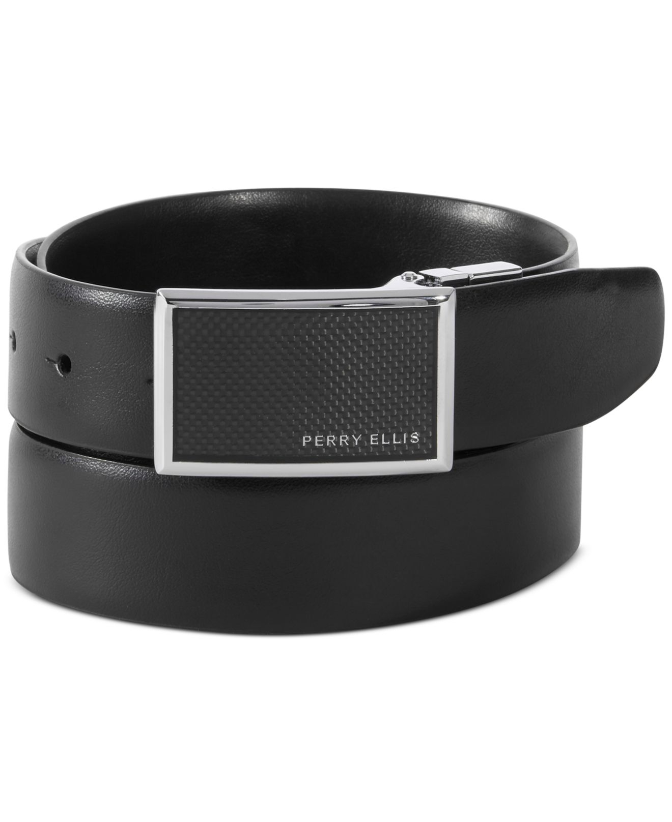 Lyst - Perry Ellis Graphite Plaque Reversible Belt in Black for Men