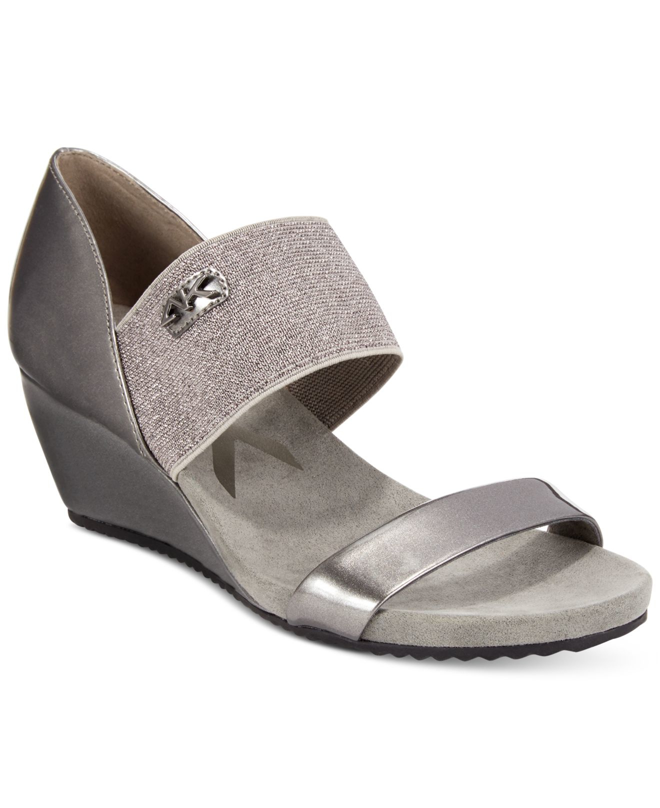 Anne klein Cailina Wedge Sandals in Metallic | Lyst