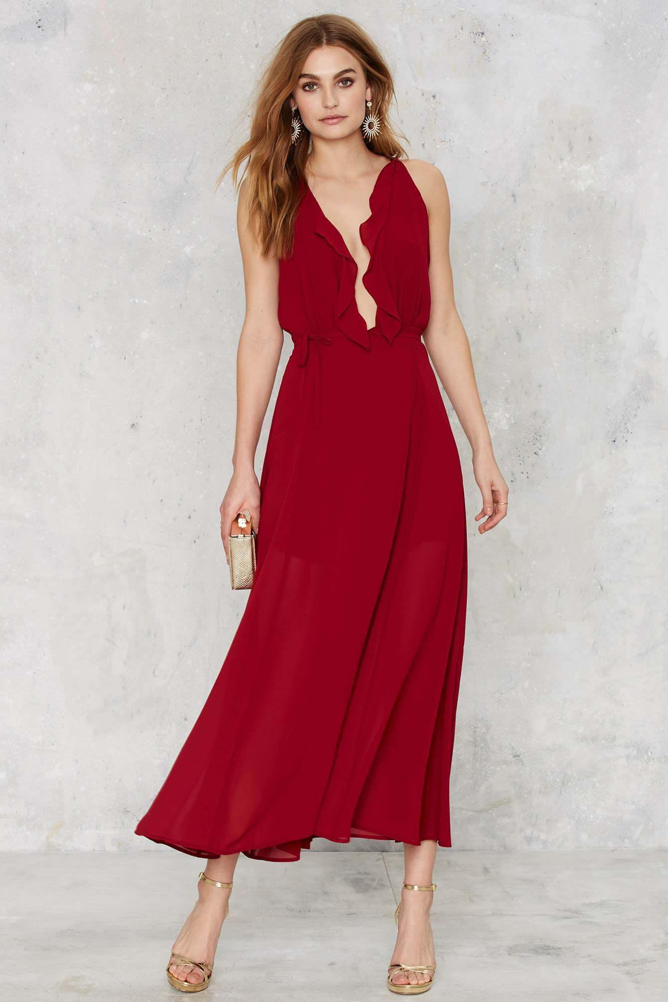 Lyst Nasty Gal Spin Me 'round Maxi Wrap Dress in Red