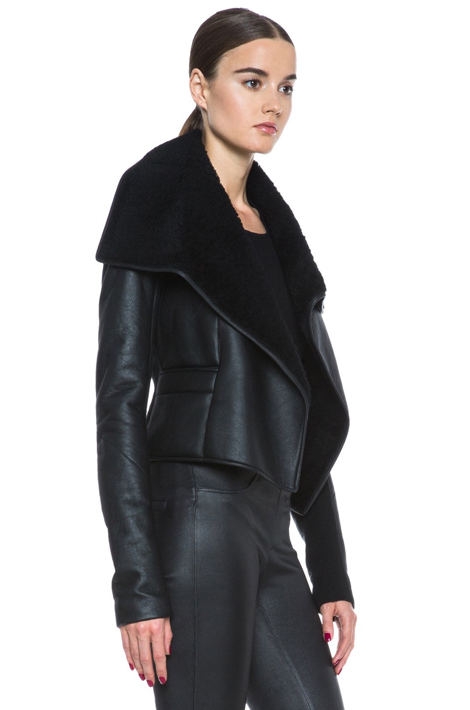 Lyst - Rick Owens Biker Leather and Shearling Jacket in Black