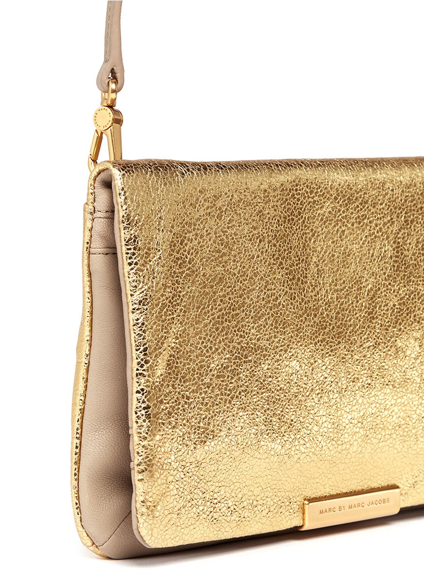Marc By Jacobs Raveheart Metallic Leather Crossbody Bag In Gallery