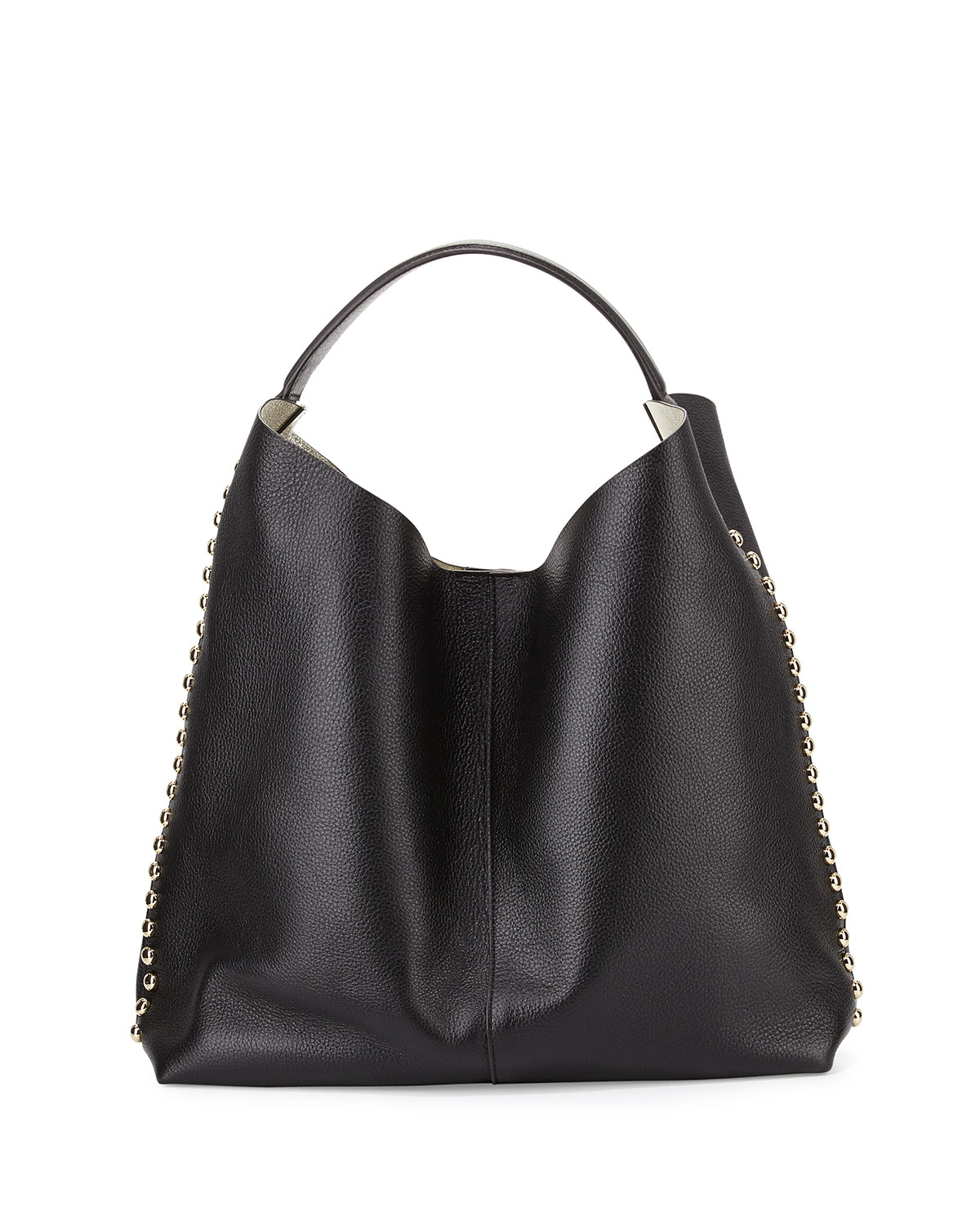 Rebecca minkoff Stud-Trim Leather Hobo Bag in Black | Lyst
