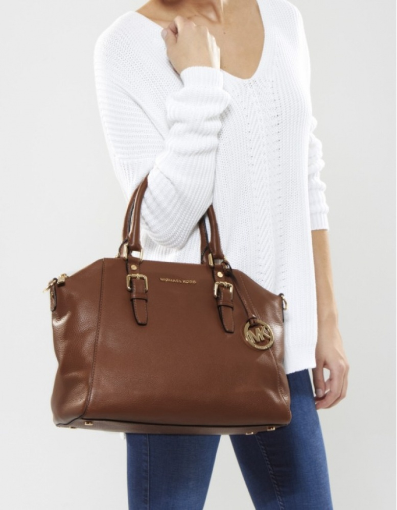 Lyst Michael Kors Bedford Satchel Bag In Brown Gallery