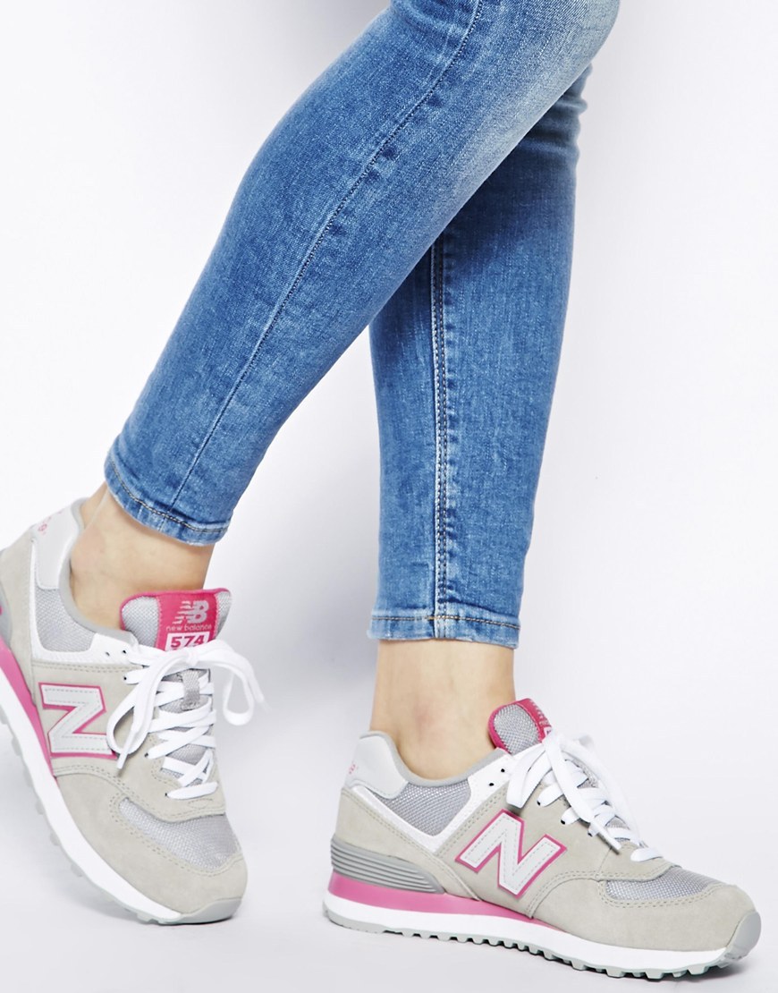 Lyst - New Balance Suede and Mesh 574 Trainers in Pink