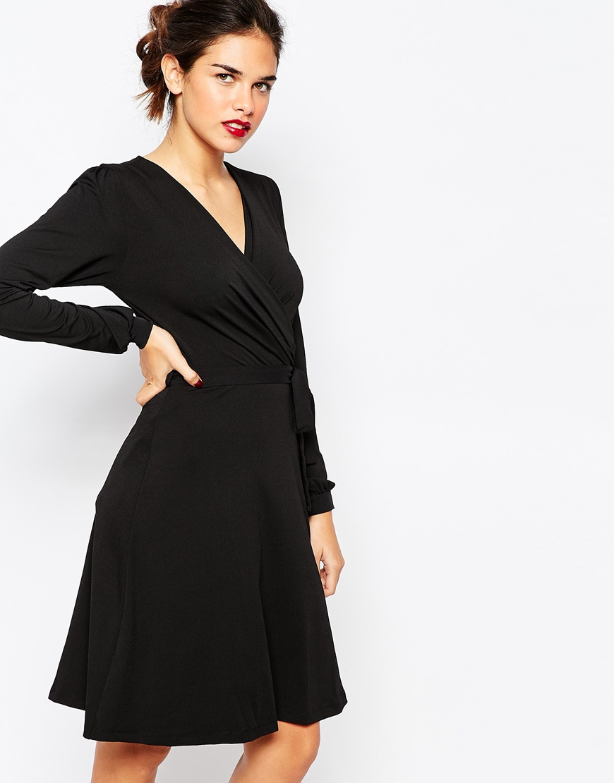 black wrap tea dress