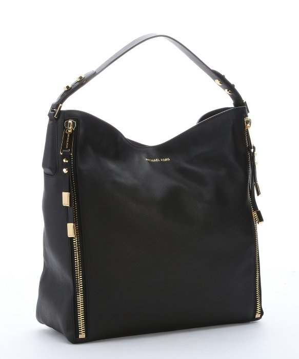 Lyst Michael Kors Black Leather Miranda Zipper Shoulder Bag In Gallery