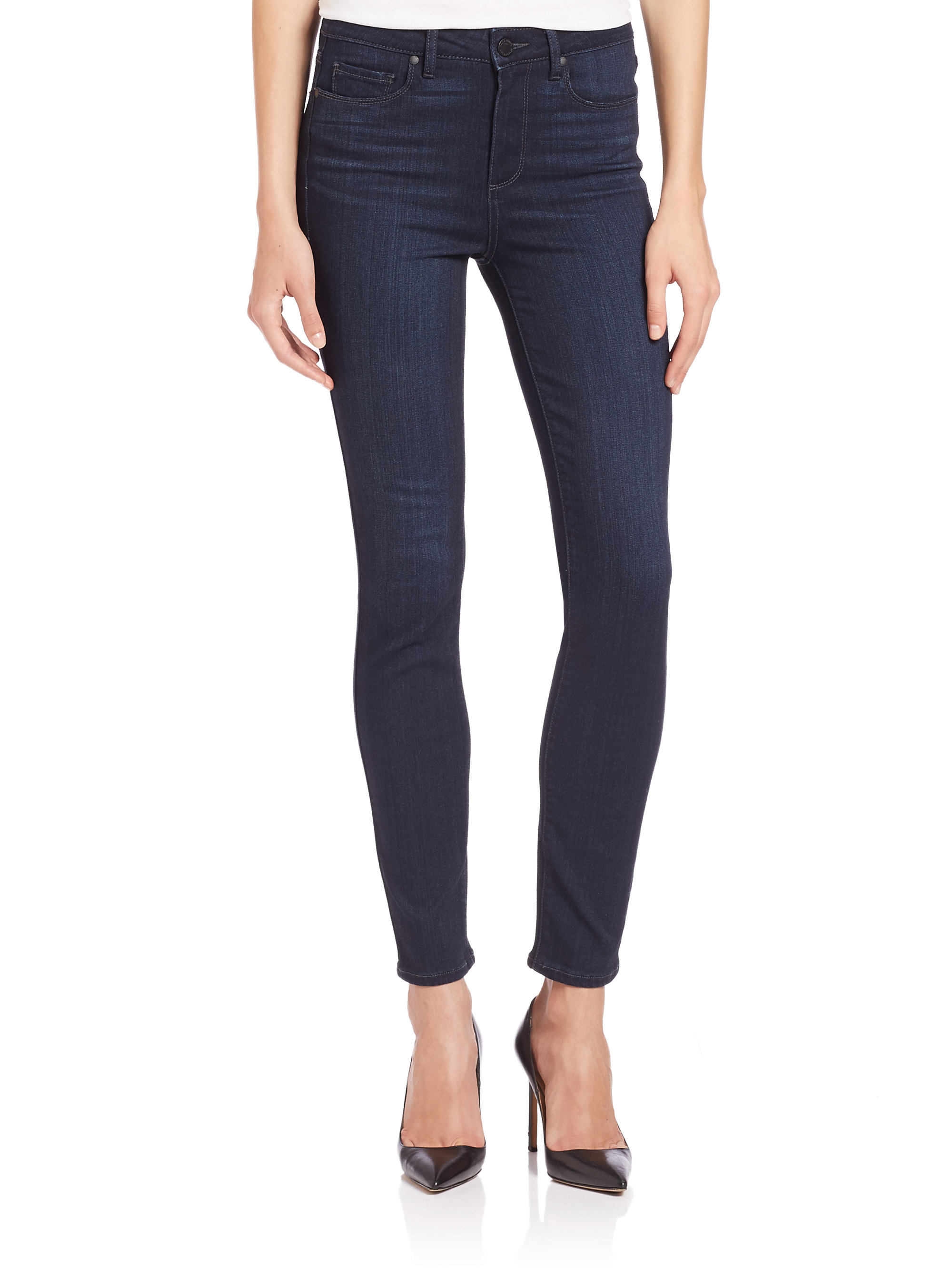 Lyst - Paige Hoxton High-rise Skinny Ankle Jeans in Blue