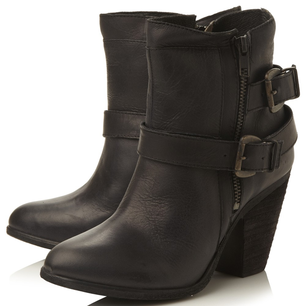 Steve madden Nother Western Style Buckled Ankle Boot in Black (Black ...