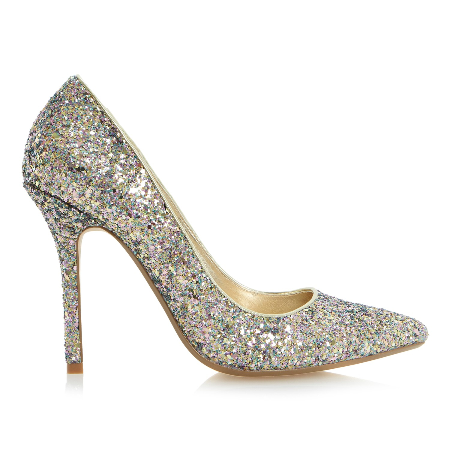 dune gold glitter heels